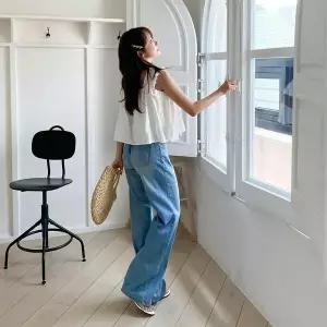 [하프클럽/옷자락]여자 워싱 린넨 썸머 일자 데님 팬츠