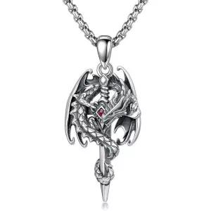 12009830 남자 목걸이 캐주얼 심플 패션 드래곤 925 스털링 실버 펜던트 에너지 부적 장신구 남성 여성용