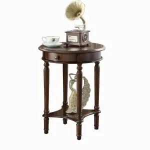 원형 엔틱협탁 소파 호두나무/높이 코너 66cm 선반 사이드 테이블