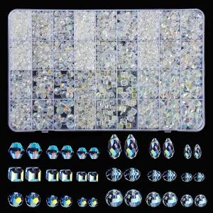 2420개의 유리 크리스탈 구슬 보석 제작용 투명 면 선캐처 목걸이 귀걸이 DIY 공예품 새로운 AB 색상
