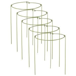 5팩 식물 지지대 말뚝 조절 가능한 링 케이지 녹색 고무 포장 난초 실내 및 실외 화분에 이상적 폭 6인치 x 높이 11인치