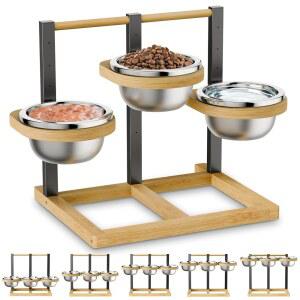핸드롱 고가 개 그릇 높이 조절 가능한 사육 5개 중형 및 대형 개를 위한 음식 3개와 물그릇 3개가 있는 사료 공급 스테이션