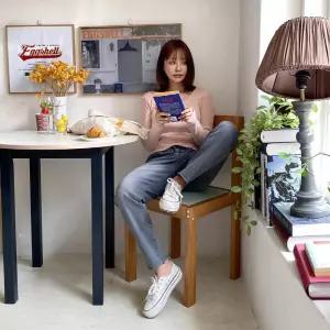 여자 허리밴딩 데미지 포인트 배기핏 데님 팬츠