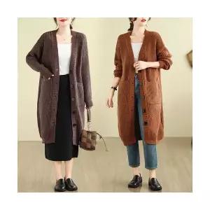 롱 여친 니트 가을 빈티지 아우터 루즈핏 트렌치 빅사이즈 카디건 CH3