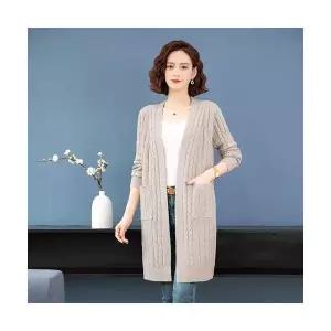 여성용 하프 롱 니트 아우터 카디건 스웨터 춘추복 CH3