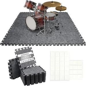 20 PCS 흡음 바닥 매트 패드 11.8 x 0.4 인치 미끄럼 방지 방진 퍼즐 펠트 패딩 드럼 러그 방음 전기