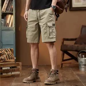 바지 남성용 빈티지 여름 캐주얼 헤비 반바지 카고 슬랙스 5부 KS2