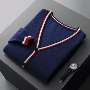 엘럽 남친 니트 가디건 코트 브이넥 루즈핏 추동 남멜란지반팔 중두툼한채색줄무늬울 원템2