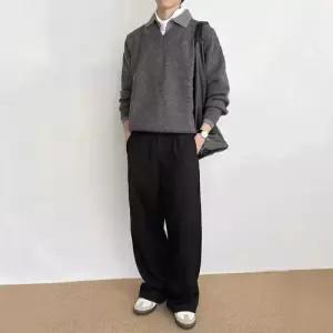 엘럽 남성 니트 이너 빈티지 가을 투피스 브이넥 올드머니 원템3