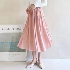 [하프클럽/]리나나 쉬폰 주름 미디 밴딩 스커트 JB-22004