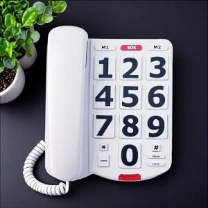 TelPal 가정용 유선 빅 버튼 전화기, 시각 장애가 있는 노인을 위한 유선 대형 유선 전화기, 매우 큰 벨소리 , 응급실 전화