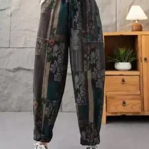 여자 팬츠 봄 프린트 배기 청바지 밴딩 슬림핏 OP1