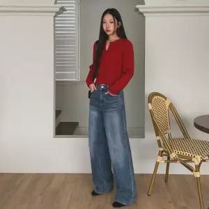 여자 진 클래식 넓은 워싱 팬츠