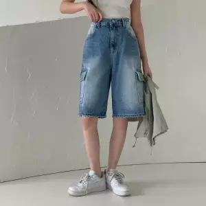 여자 버뮤다 진 건빵 워싱 그런지 팬츠