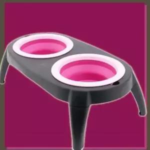 [반려] 접이식 애견 강아지 식기 동물 쌍식기 밥그릇 반려