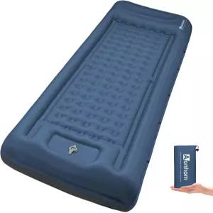 캠핑 수면 패드 베개가 있는 5인치 초경량 팽창식 매트 내장 풋 펌프 컴팩트 배낭 하이킹 여행 텐트