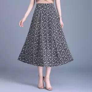 엘럽 여자 쉬폰 스커트 여름 얇은 플리츠 A라인 롱 원템2