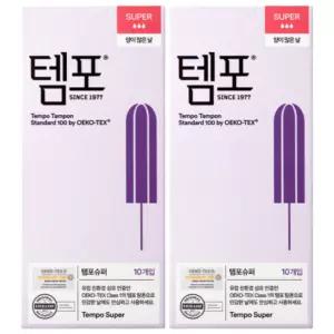 템포 슈퍼 탐폰 체내형 삽입형 생리대 10개입X2개