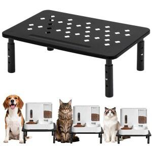 중간 달러 높이의 고양이 사료 스탠드 반려견 공급 스테이션용 조절 가능한 높이 공급기 자동 대부분의 반려동물 및 물 분배기에 한 테이블(블랙) 논 슬립