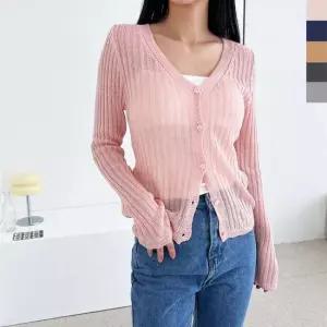 린넨 여성 얇은니트 가디건