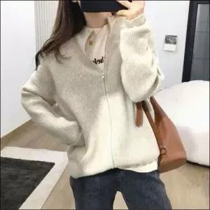 베이직 니트 여자 가디건 3컬러 골지 집업 집업 가을 아우터