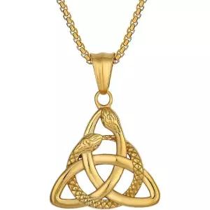 12009289 남자 목걸이 캐주얼 가벼운 패션 남성 켈틱 매듭 더블 스네이크 헤드 여성용 바이킹 트리니티 스