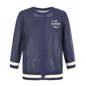 [올리비아로렌]컬러배색 레터링 가디건 VOCBC5M4456