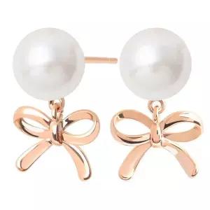 [NS홈쇼핑][미니아트] 14K 골드필드 핀 에블린 진주 리본 결혼식 스터드 귀걸이..[35857332]