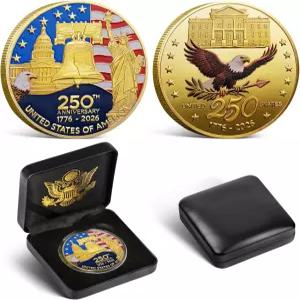 250주년 기념 상품 미 육군 챌린지 코인 C 골든 아메리칸 깃발 리버티 벨 디자인 내구성이 뛰어난 금속