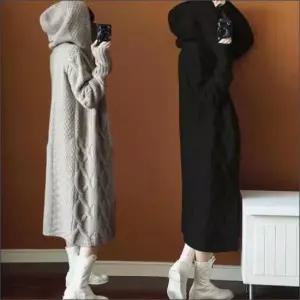 후드가디건 니트 후드달린 여자 꽈배기 아우터 초겨울 롱가디건