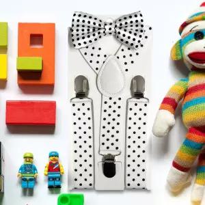 땡땡이 어린이 멜빵 화이트 주니어멜빵 아동멜빵 유아멜빵 패션멜빵