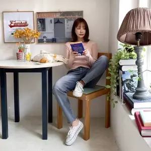 여자 허리밴딩 데미지 포인트 배기핏 데님 팬츠