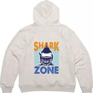 [RIZPICK]기모후드집업 뒷면 상어 위험지역 바다 경고 옷프린팅