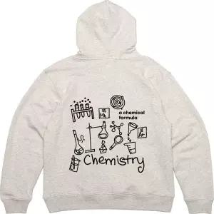 [RIZPICK]기모후드집업 뒷면 화학 실험도구 비이커 그림 프린팅