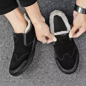 [RIZPICK]블랙 퍼안감 컴포트 슬립온 겨울 스니커즈