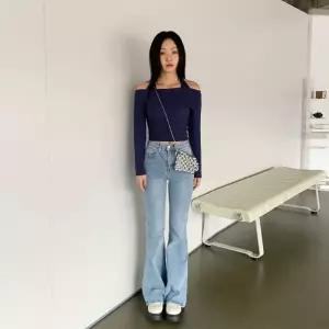 여자 홀터넥 골지 오프숄더 티셔츠