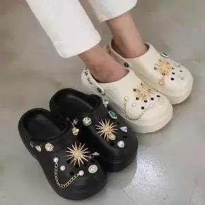 |CCS7F39|여성용 일상 편안한 쥬얼리 뮬 샌들