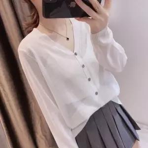 얇은 브이넥 파스텔 여성 5컬러 가디건 시스루 카디건