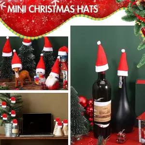 [RIZPICK]크리스마스 데코 장식 미니 산타모자 20개 미니장식 와인병장식