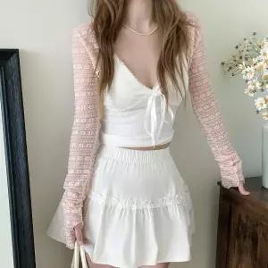 |KHJ6E7B|여성용 여름 시스루 레이어드 얇은 크롭 레이스 가디건