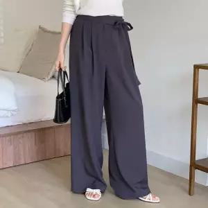 [옷자락]여자 출근룩 루즈 와이드핏 리본 투핀턱 박시 슬랙스