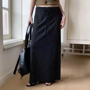 |KHK1A7B|여성 도트 패턴 밴딩 롱 스커트 일상용 치마
