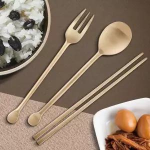 어린이둥근꼬리세트 QJ66AZ84 놋수저 유기포크 방짜유기 숟가락