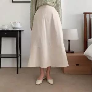 여자 뒷밴딩 가로 절개 코튼 롱스커트