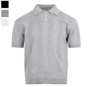 남자 리브드 카라넥 골지 반팔 니트티 RB-KNH-Q095-아이보리