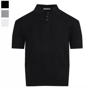 남자 리브드 카라넥 골지 반팔 니트티 RB-KNH-Q095-블랙