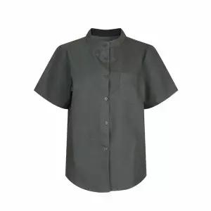 [하프클럽/샵앤]여성 차이나카라 포켓 반팔 남방 셔츠 EGG-WBL-21202-먹색