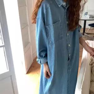 [옷자락]여자 내추럴 데일리 루즈핏 데님 롱원피스