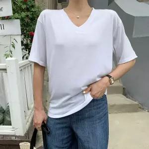 |KMTA4CA|여성용 시원한 여름 기본 브이넥 반팔 티셔츠