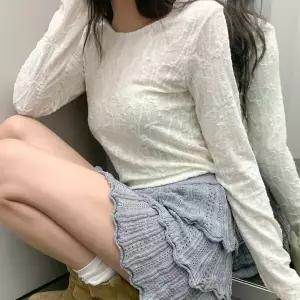 |KHTA474|여성용 봄여름 시스루 레이스 긴팔 티셔츠